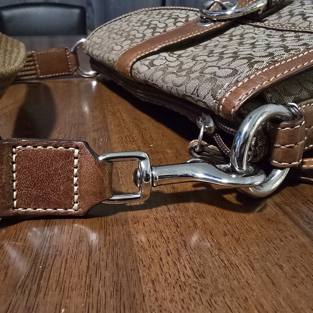COACH Brown Soho Mini Signature C Crossbody Bag Jacquard with Leather Trim - Picture 10 of 16
